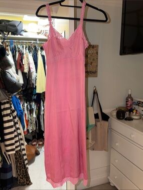 Love shack fancy silk pink lace dress
